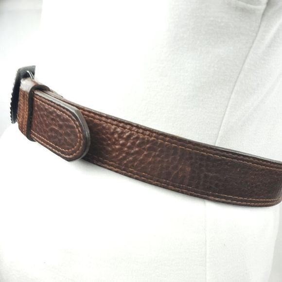 Antique Farmall tractor plaque buckle brass Salvatori corsica cowhide full grain - Picture 7 of 16